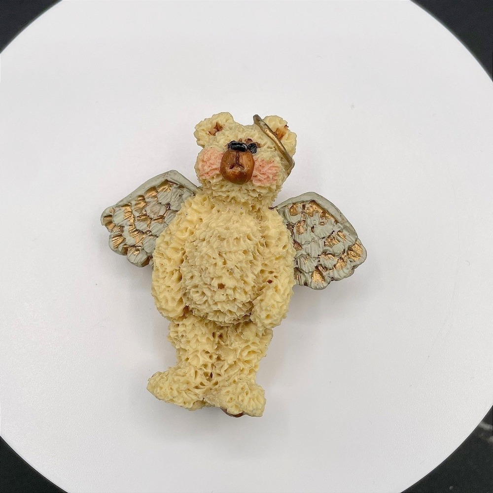 Vintage Boyd's Bear Angel Pin Daisy Bloom Resin Brooch Collectible Bear wear